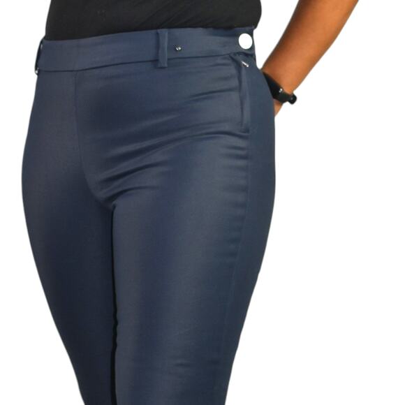 Max Mara Ankle Zip Pant Blue Navy Mid Rise All Seasons Trouser Dress Slim Size 2 - Picture 13 of 15